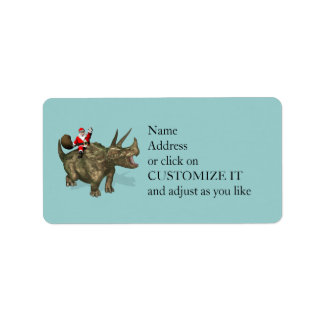 Santa Claus Riding On Triceratops Label