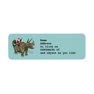 Santa Claus Riding On Triceratops Label