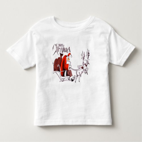 Santa Claus Riding Reindeer Christmas Toddler T_shirt