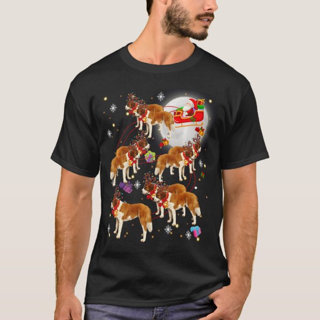 Santa Claus Riding Saint Bernard Christmas Pajamas T-Shirt (Front)