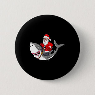 Santa Claus Riding Shark Christmas Boys Girls Kids Button