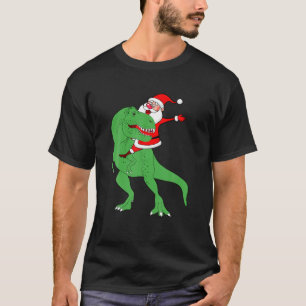 Santa Claus Riding T Rex Funny Christmas Dinosaur  T-Shirt