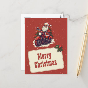 Santa Claus Riding The Bike Cartoon Postcard