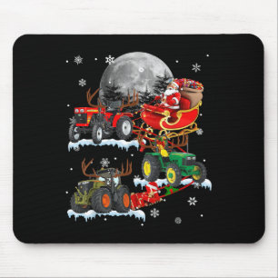 Santa Claus Riding Tractor Sleigh Christmas Tracto Mouse Pad