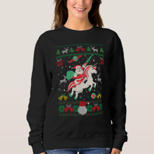 Santa Claus Riding Unicorn Christmas Ugly Christma Sweatshirt