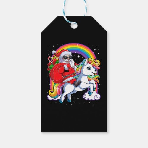 Santa Claus Riding Unicorn Funny Christmas Gift Tags