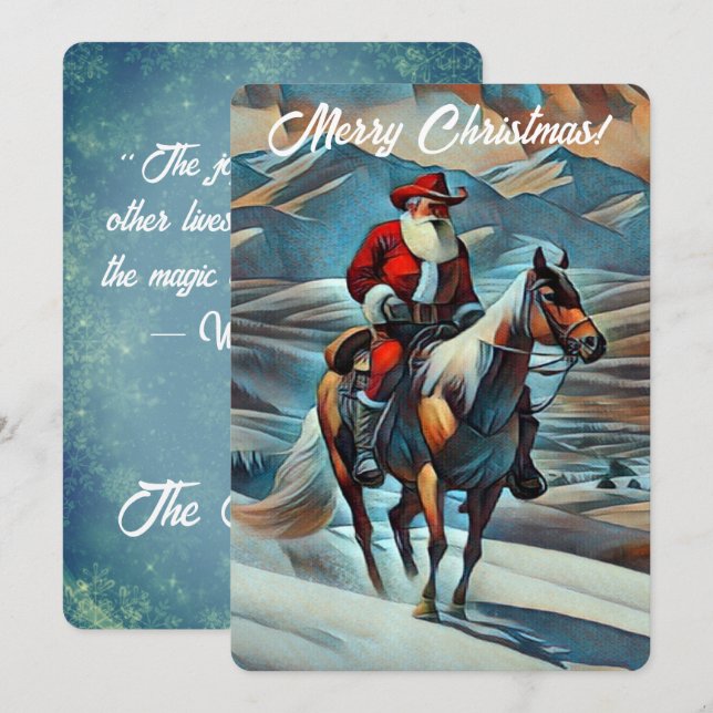 Santa Claus Riding Western Christmas Holiday Card (Front/Back)