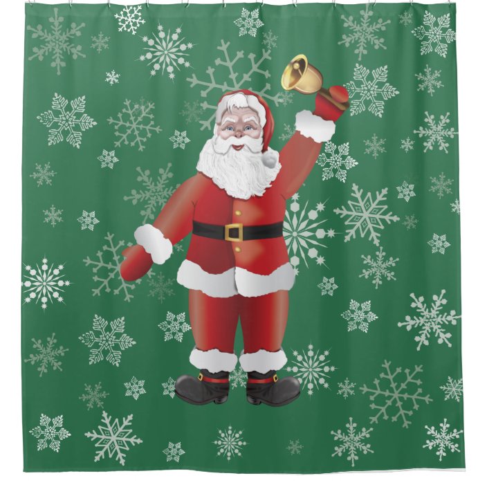 Santa Claus Rings The Bell Christmas Decoration Shower Curtain