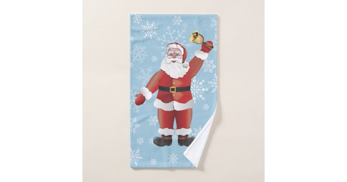 Santa Claus Rings The Bell Hand Towel