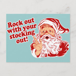 Santa Claus Rock Out Holiday Postcard