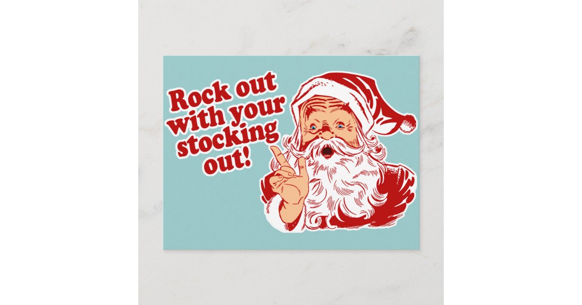 Santa Claus Rock Out Holiday Postcard | Zazzle