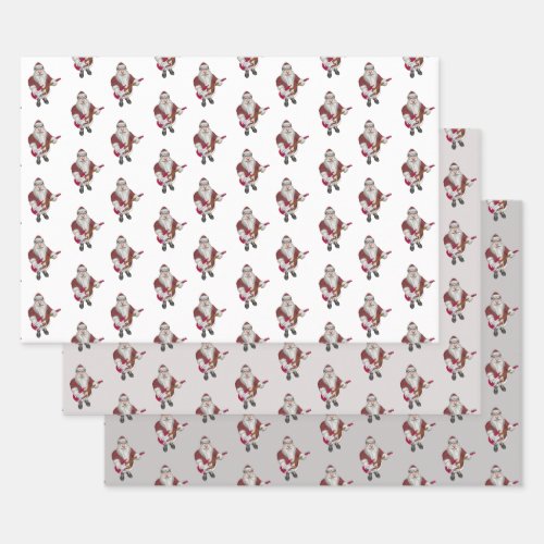 Santa Claus Rock Star Wrapping Paper Sheets