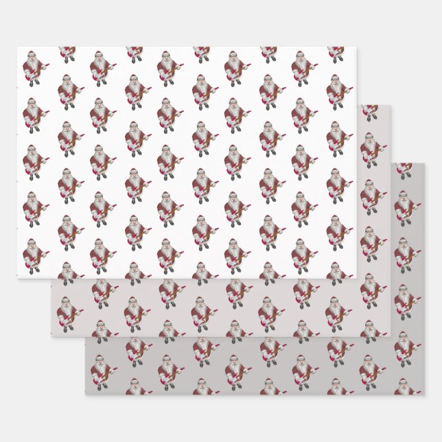 Santa Claus Rock Star Wrapping Paper Sheets (Set)