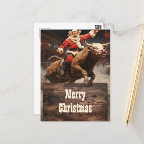 Santa Claus Rodeo Postcard