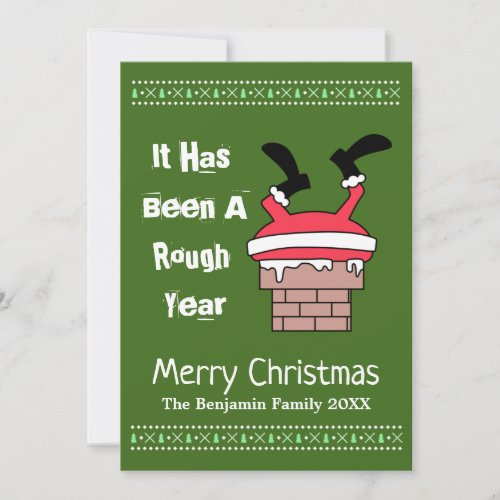 Santa Claus Rough Year Merry Christmas Holiday Card