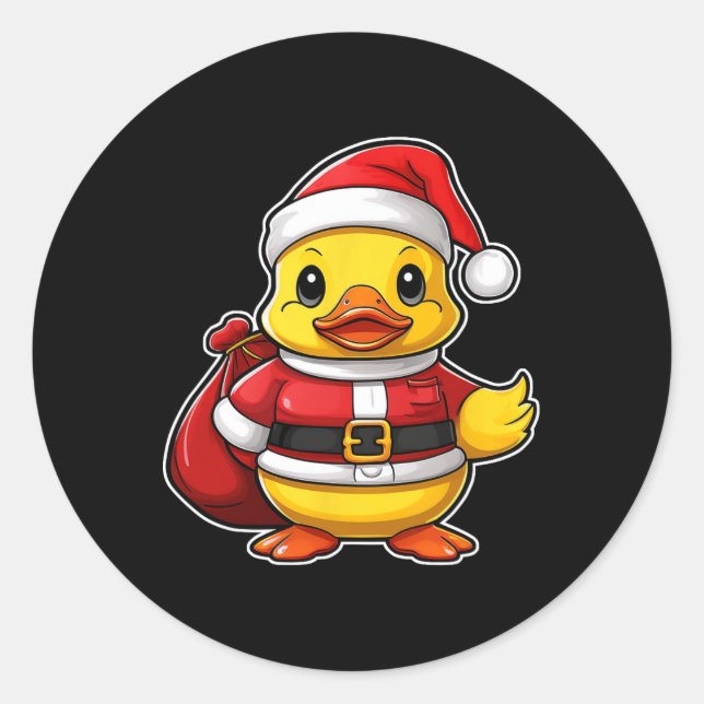 Santa Claus Rubber Duck Christmas Xmas Pajamas  Classic Round Sticker (Front)