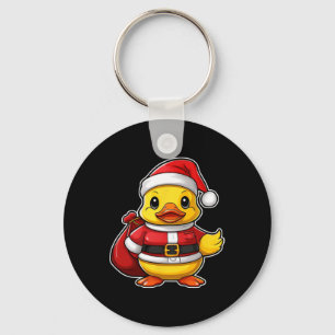 Santa Claus Rubber Duck Merry Christmas Festive Xm Keychain