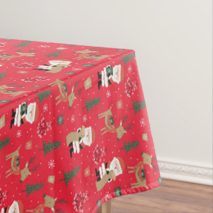 Santa Claus Rudolph and Christmas Trees Tablecloth