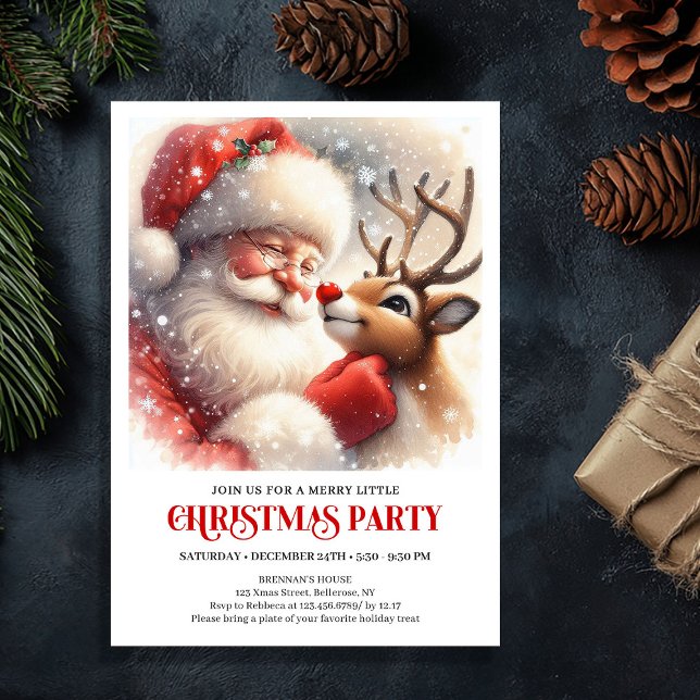 Santa Claus Rudolph Christmas Joyful Winter Party  Invitation (Santa Claus Rudolph Christmas Joyful Winter Party Invitation

)