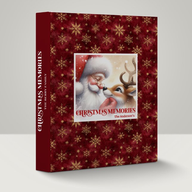 Santa Claus Rudolph Christmas Photo Album Gift 3 Ring Binder (Santa Claus Rudolph Christmas Scrapbook Album Festive Gift

)