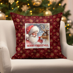 Santa Claus Rudolph Christmas Pillow Festive Accen