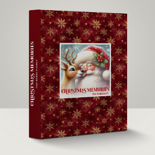 Santa Claus Rudolph Festive Holiday Memory Album 3 Ring Binder