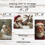 Santa Claus Rudolph Frosty Christmas Decoupage  Wrapping Paper Sheets