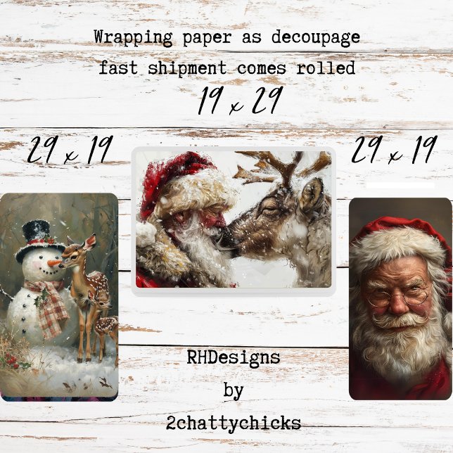 Santa Claus Rudolph Frosty Christmas Decoupage  Wrapping Paper Sheets (Creator Uploaded)