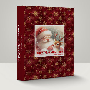 Santa Claus Rudolph Holiday Memory Album Christmas 3 Ring Binder