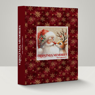 Santa Claus Rudolph Holiday Ring Binder Keepsake