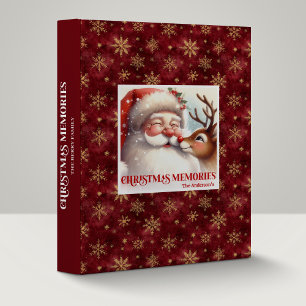 Santa Claus Rudolph Holiday Scrapbook Album Cozy  3 Ring Binder