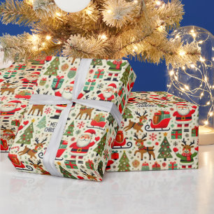 Santa Claus Rudolph The Red Nose Reindeer Cheer Wrapping Paper