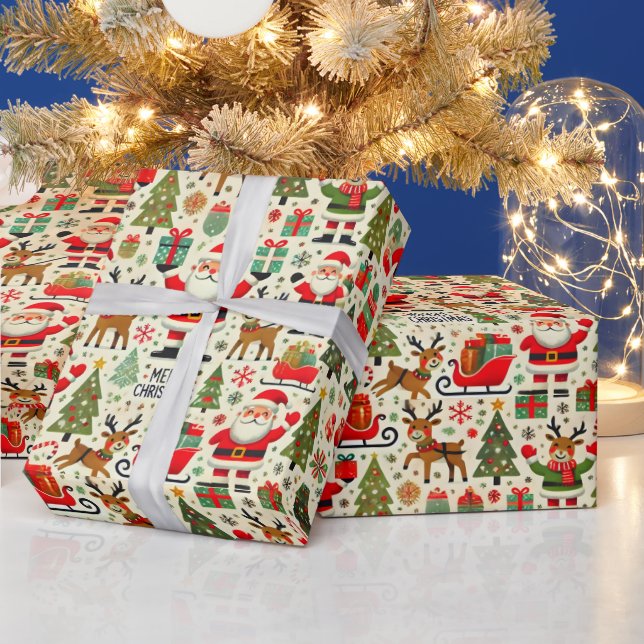 Santa Claus Rudolph The Red Nose Reindeer Cheer Wrapping Paper (Holidays)