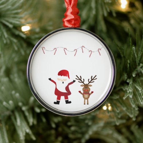 Santa Claus Rudolph The Red Nosed Reindeer Metal Ornament