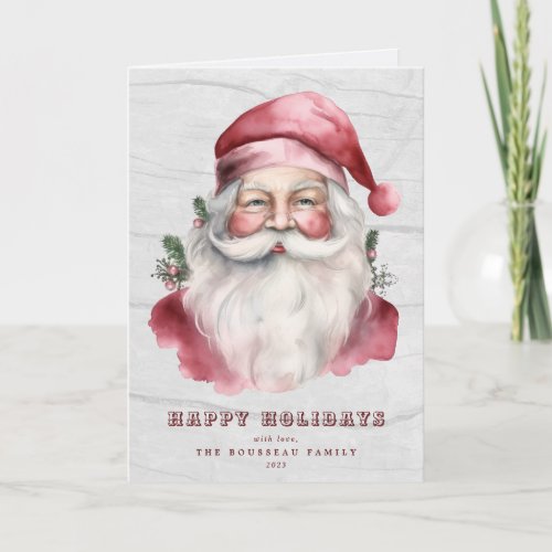 Santa Claus Rustic Vintage Holiday Card