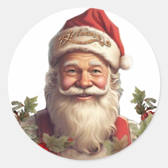 Santa Claus Saint Nicholas Christmas  Classic Round Sticker (Front)