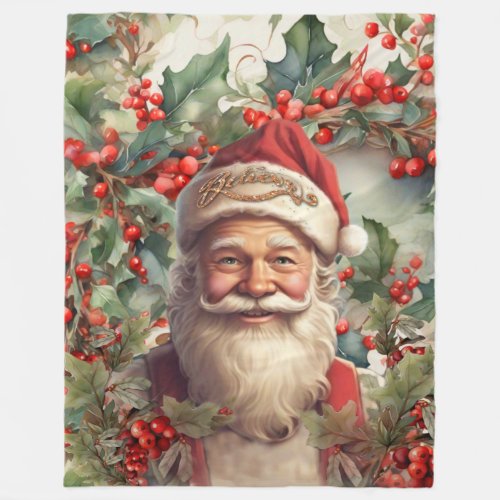 Santa Claus Saint Nicholas Christmas  Fleece Blanket