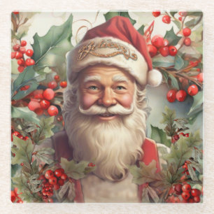 Santa Claus Saint Nicholas Christmas Glass Coaster