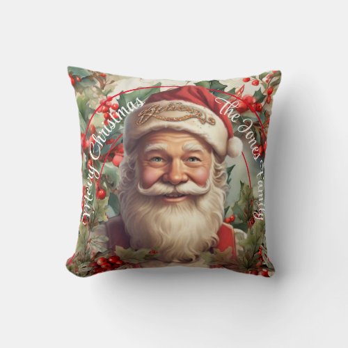 Santa Claus Saint Nicholas Christmas holiday cheer Throw Pillow