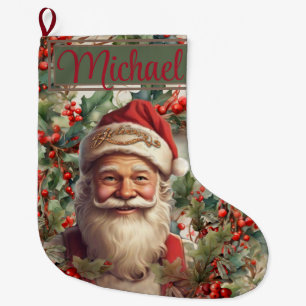 Santa Claus Saint Nicholas Christmas Large Christmas Stocking