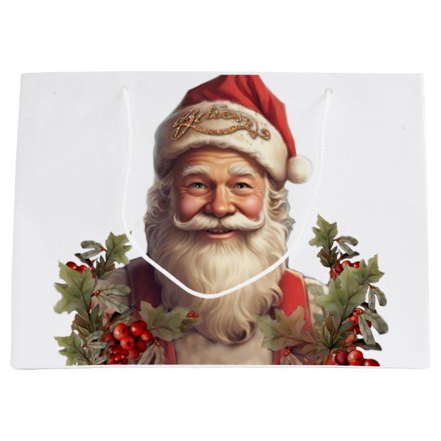 Santa Claus Saint Nicholas Christmas  Large Gift Bag (Front)