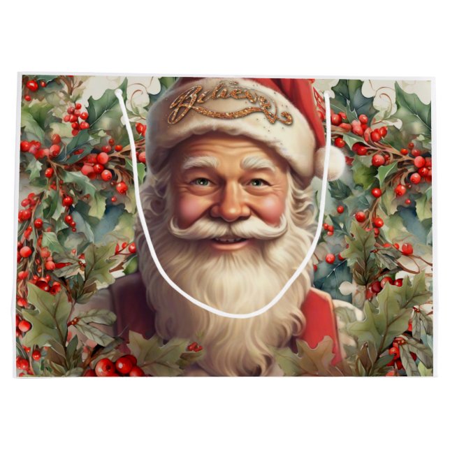 Santa Claus Saint Nicholas Christmas  Large Gift Bag (Back)