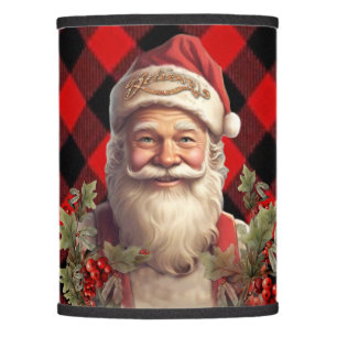 Santa Claus Saint Nicholas Christmas red plaid Lamp Shade