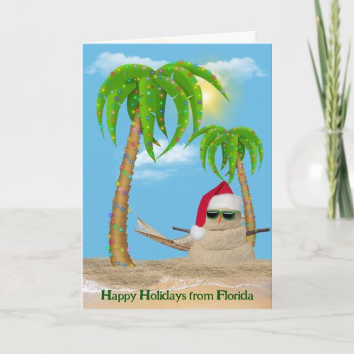 Santa Claus Sandman With Palm Trees Card