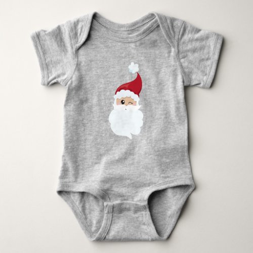 Santa Claus Santa Hat Winking Santa Christmas Baby Bodysuit