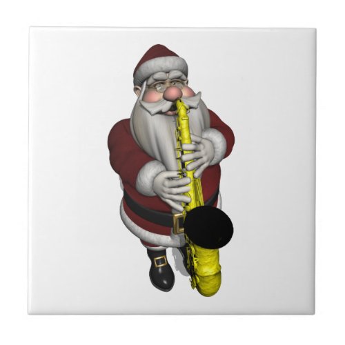 Santa Claus Saxophone Player Ceramic Tile