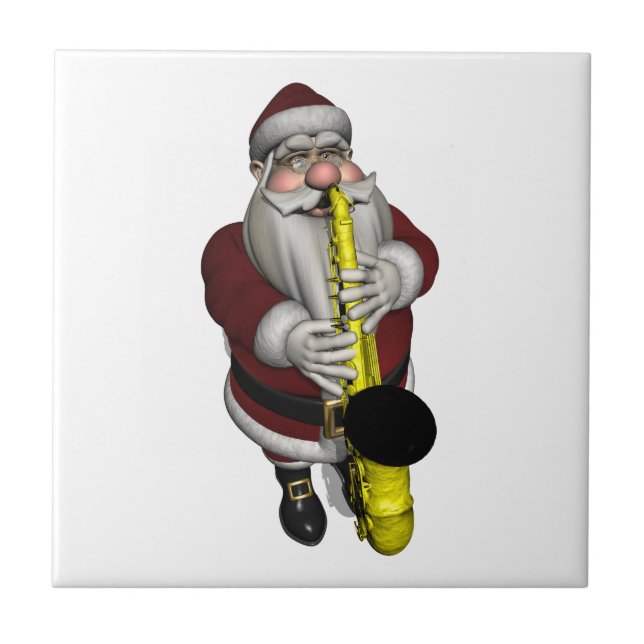Santa Claus Saxophone Player Ceramic Tile (Front)