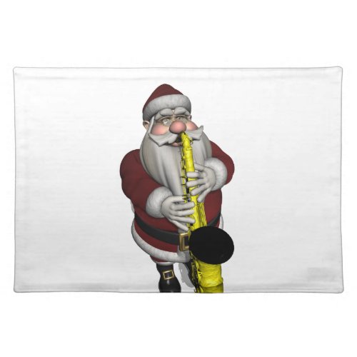 Santa Claus Saxophone Player Cloth Placemat