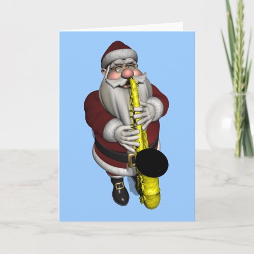Santa Claus Saxophone Player Holiday Card