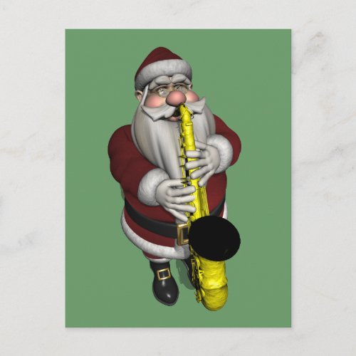Santa Claus Saxophone Player Holiday Postcard